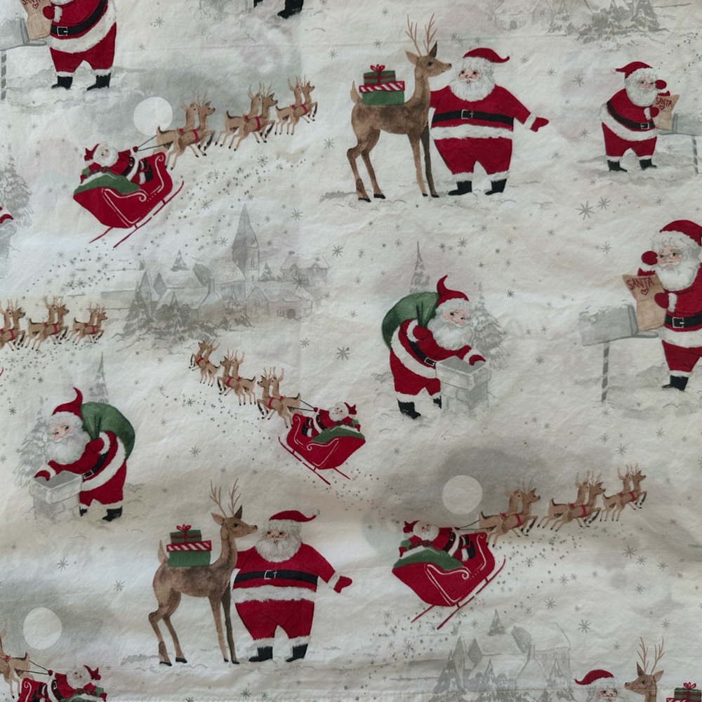 Pottery Barn Organic Heritage White Santa Twin-Duvet cover AND sheets, paid $180
